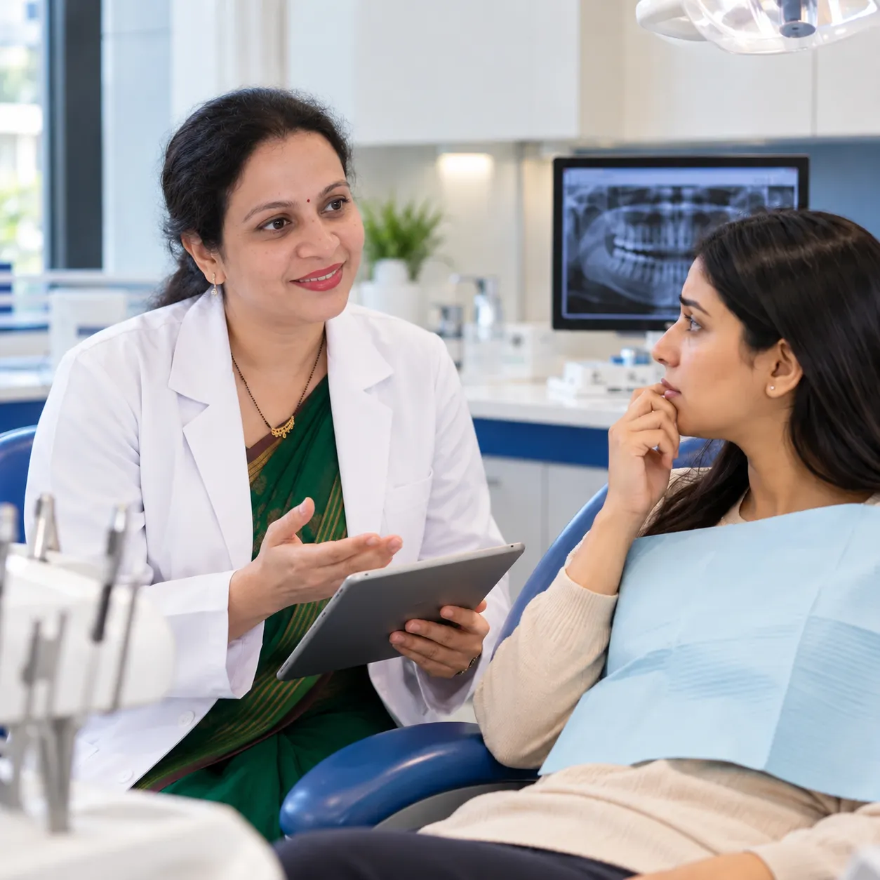 A comfortable, reassuring dental consultation for a nervous patient